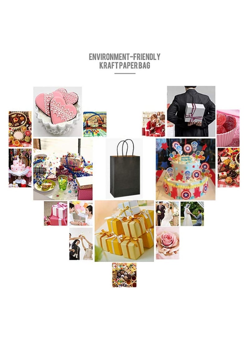 Cool Baby COOLBABY 12 PCS/Bag Medium Gift Bags Kraft Paper Bags with Handles for Party Favors (21 x 27 x 11cm,Black)  - Image 5