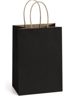 Cool Baby COOLBABY 12 PCS/Bag Medium Gift Bags Kraft Paper Bags with Handles for Party Favors (21 x 27 x 11cm,Black)  - Image 1