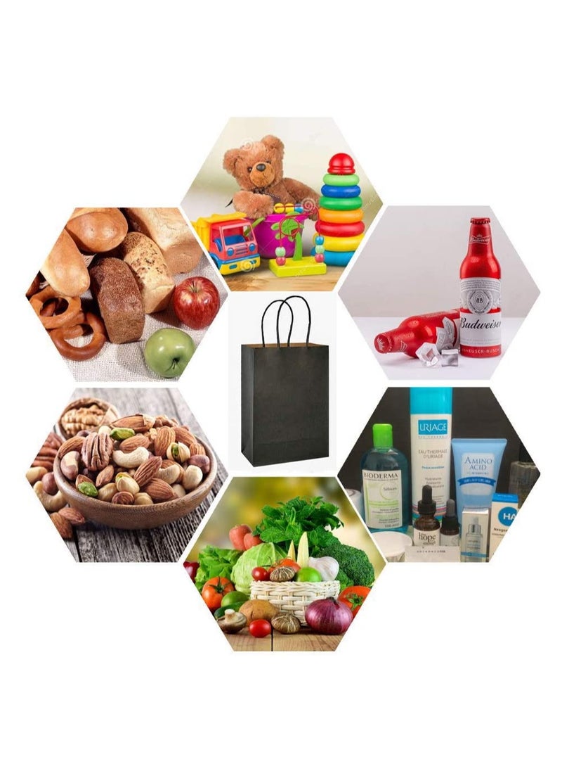 Cool Baby COOLBABY 12 PCS/Bag Medium Gift Bags Kraft Paper Bags with Handles for Party Favors (21 x 27 x 11cm,Black)  - Image 4