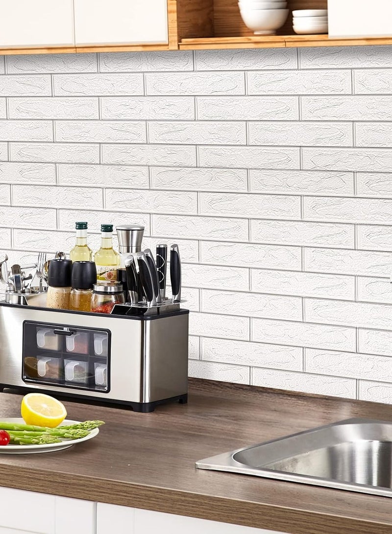 سي او أرماء ملصقات ديكور بتصميم جدارطوب ، مقاومة للماء وسهلة الاستخدام، بملمس ثلاثي الابعاد، من فوم بولي ايثيلين، لخلفية التلفزيون والحمام والمطبخ وغرفة المعيشة  22 قدم مربع 20 قطعة - Image 3