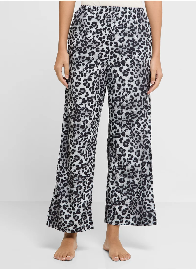 Ginger Satin Animal Print Robe With Belt & Pyjama Set