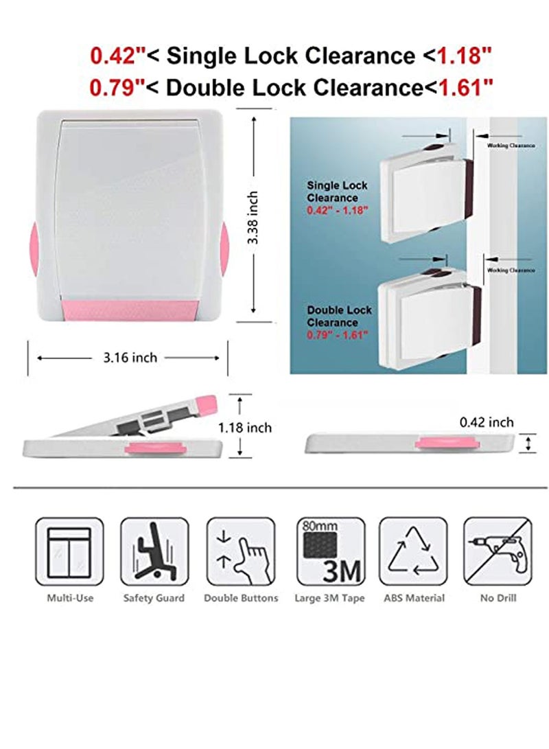 Sliding Glass Door Child Lock, 2 Pack Child Safety Lock Lock Childproofing Door Knob Lock Easy to Install and Use 3M VHB Adhesive no Tools Need or Drill Easy to Remove for Sliding Window Pink - Image 2