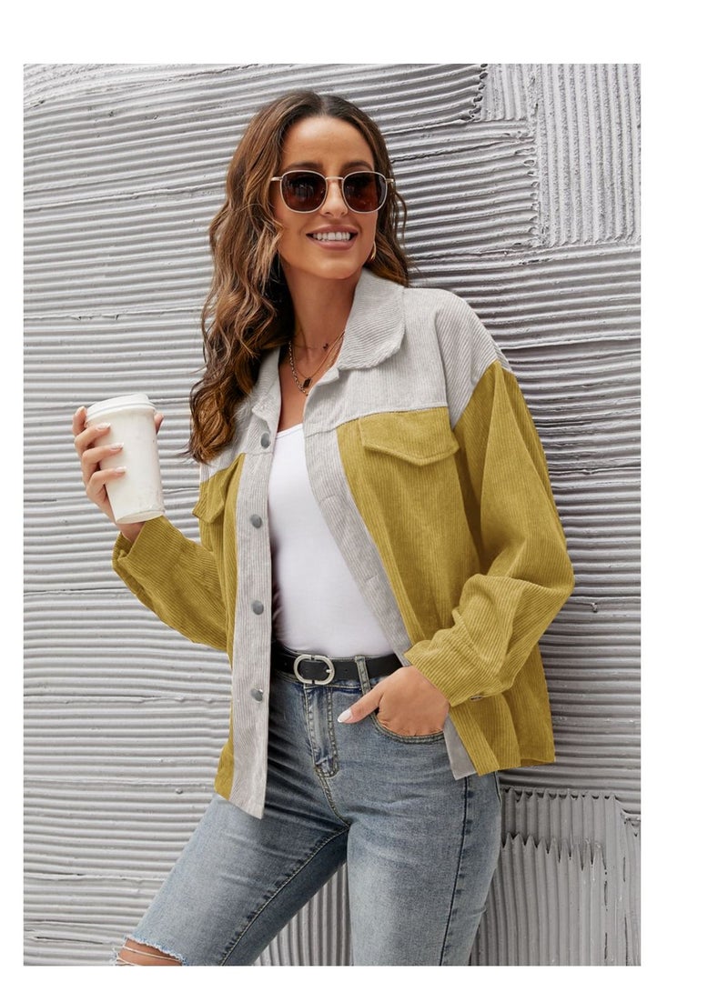 Loquat Women's Spring And Autumn New Corduroy Long Sleeved Loose Casual Shirt 