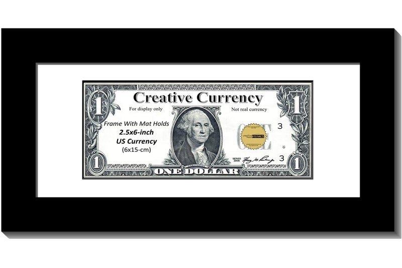 Creative Picture Frames CreativePF [$4x9bk-w] Black First Dollar Frame with White Matting, Easel Stand and Wall Hanger Included - Image 1