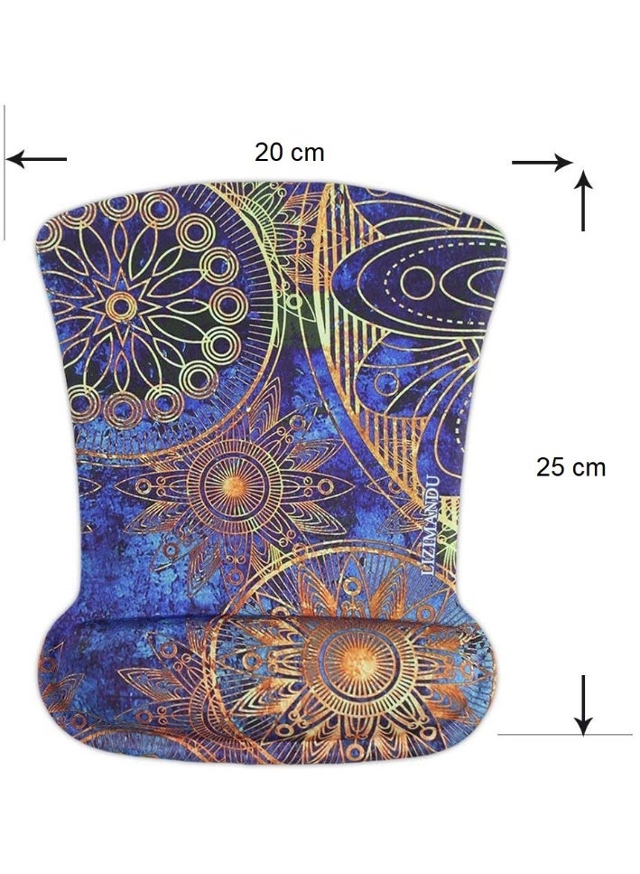 LIZIMANDU Mouse Pad With Wrist Rest – 25 X 20cm Gel Cushion & Memory Foam Pad Comfortable for Pain Relief – Non-Slip & Waterproof – Smooth Speed Surface For Mouse (Blue Flower ) - Image 3