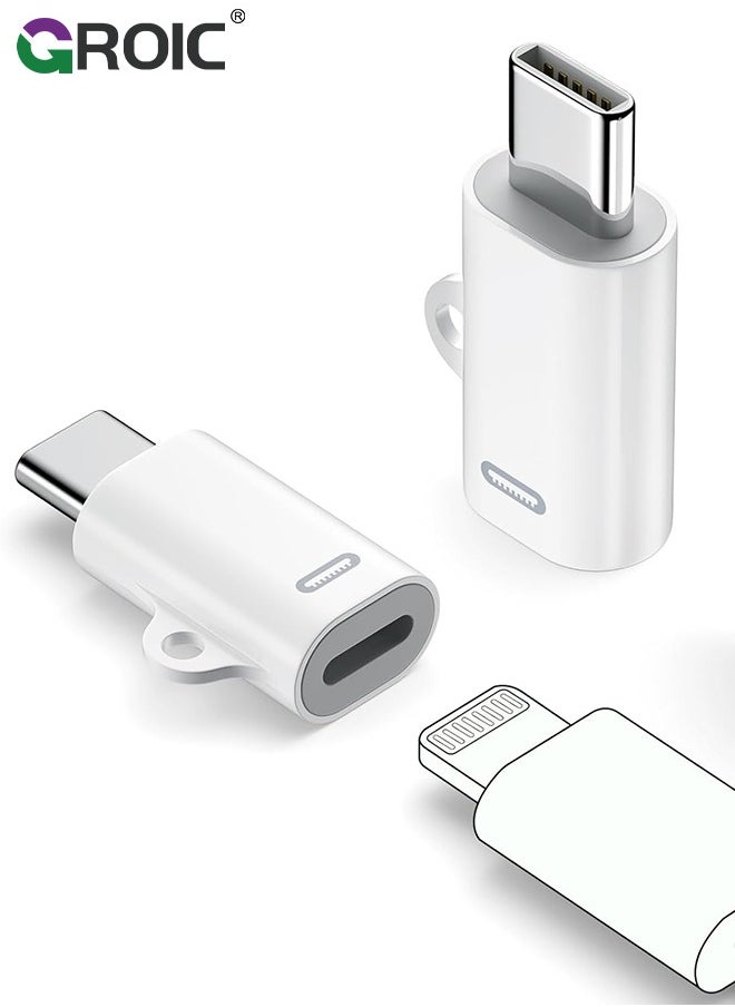 GROIC 2 Pack USB C to light-ning adapter, Type C Female to light-ning Male Adapter,Compatible with iPhone 15/15 Plus/15 Pro/15 Pro Max iPad Air and More Type C Devices Charging Support Data Transmission  - Image 1