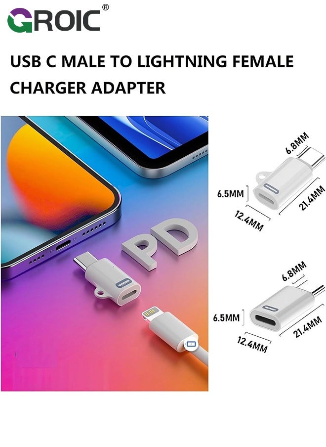 2 Pack USB C to light-ning adapter, Type C Female to light-ning Male Adapter,Compatible with iPhone 15/15 Plus/15 Pro/15 Pro Max iPad Air and More Type C Devices Charging Support Data Transmission