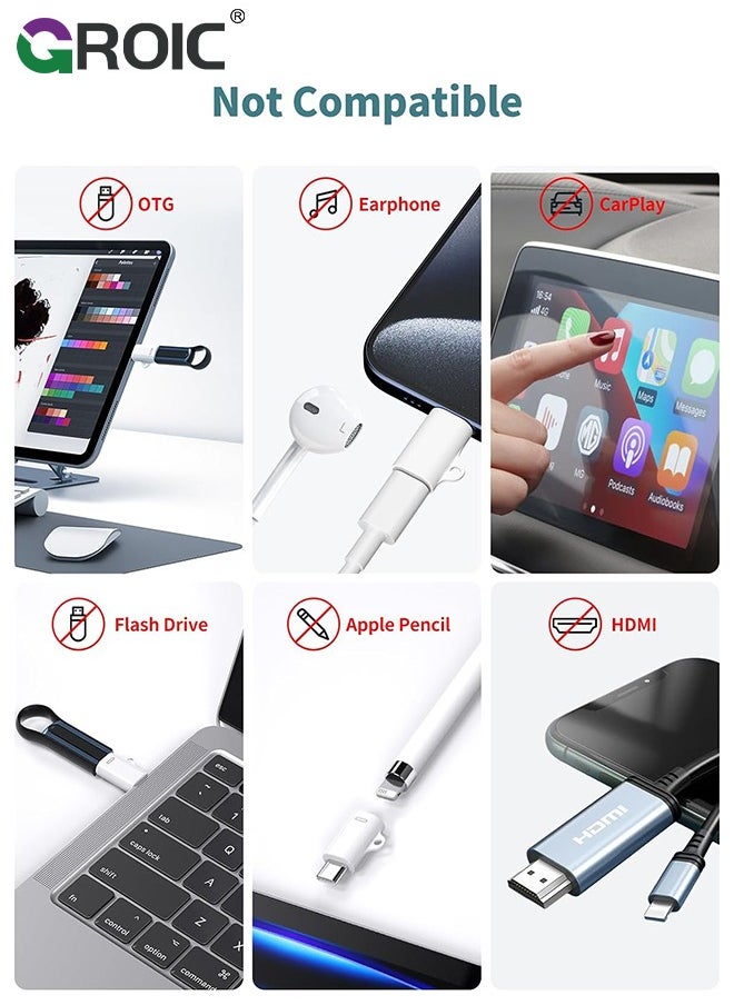 GROIC 2 Pack USB C to light-ning adapter, Type C Female to light-ning Male Adapter,Compatible with iPhone 15/15 Plus/15 Pro/15 Pro Max iPad Air and More Type C Devices Charging Support Data Transmission  - Image 3