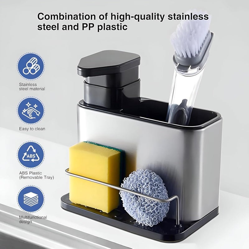 Cazlee Heavy Duty 304 Stainless Steel Soap Dispenser for Bathroom Kitchen 1100ml - Image 2