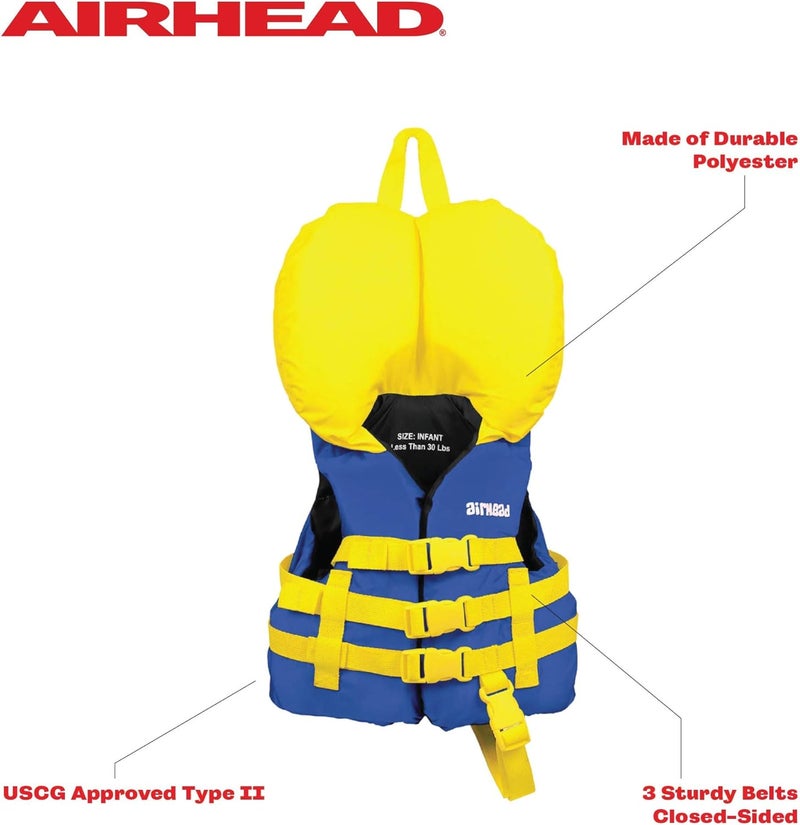Airhead Infants General Purpose Life Jacket Coast Guard Approved 1530 lbs - Image 2