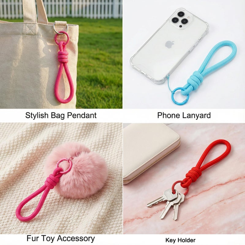 Cmidy Paracord Keychain Wristlet Bag Charm 12pcs Braided Strap Key Ring Rope Keychain Lanyard for Car Keys Phone Plush Toys - Image 4