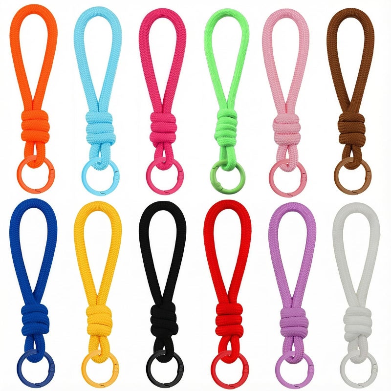 Cmidy Paracord Keychain Wristlet Bag Charm 12pcs Braided Strap Key Ring Rope Keychain Lanyard for Car Keys Phone Plush Toys - Image 1