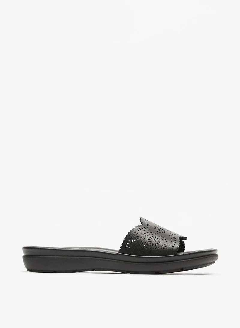 Le Confort Womens Cutwork Slip On Slide Sandals