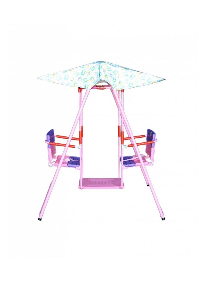 Double swing for children, children's swing with canopy, multi-colored  - Image 1