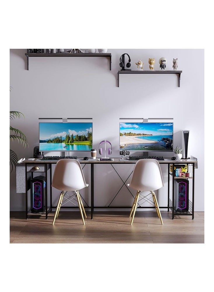 سولاكان مكتب كمبيوتر للألعاب بتصميم DIY على شكل حرف L، بطول 50 بوصة، قابل للعكس لزاوية الغرفة، طاولة عمل متعددة الاستخدامات للكتابة والدراسة مناسبة للطلاب، بسطح خشبي وإطار معدني متين، مزوّد بحامل وحدة المعالجة المركزية وحقيبة جانبية، مثالي للمكتب المنزلي والمساحات الصغيرة، باللون الرمادي - Image 4