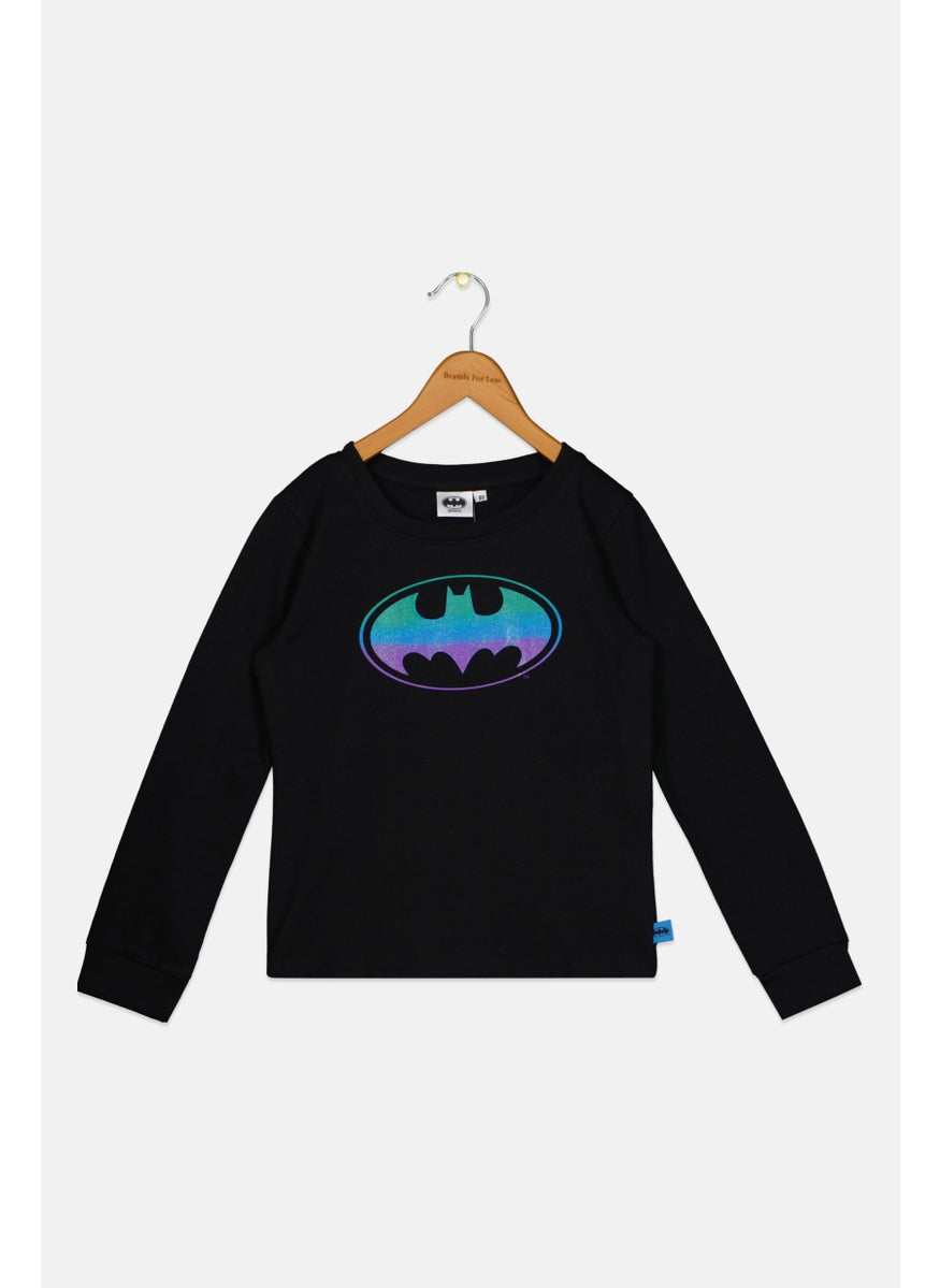 Batman Kids Girl Long Sleeves Graphics T-Shirt, Black  - Image 1