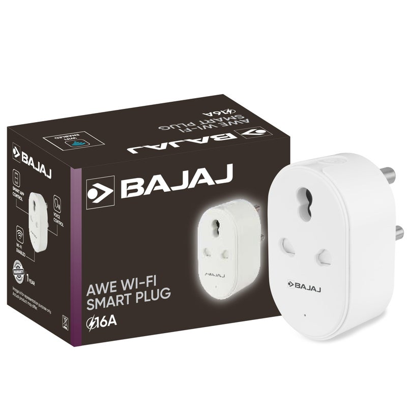 Bajaj AWE Wi-Fi Smart Plug 16A | 2 Star Rated | Energy Efficient | Over Charge Protection | Energy Consumption Monitoring & User Friendly | 6 Months Warranty (Pack Of 1, White) - Image 5