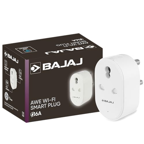 Bajaj AWE Wi-Fi Smart Plug 16A | 2 Star Rated | Energy Efficient | Over Charge Protection | Energy Consumption Monitoring & User Friendly | 6 Months Warranty (Pack Of 1, White) - Image 1