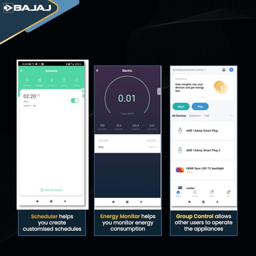 Bajaj AWE Wi-Fi Smart Plug 16A | 2 Star Rated | Energy Efficient | Over Charge Protection | Energy Consumption Monitoring & User Friendly | 6 Months Warranty (Pack Of 1, White) - Image 2