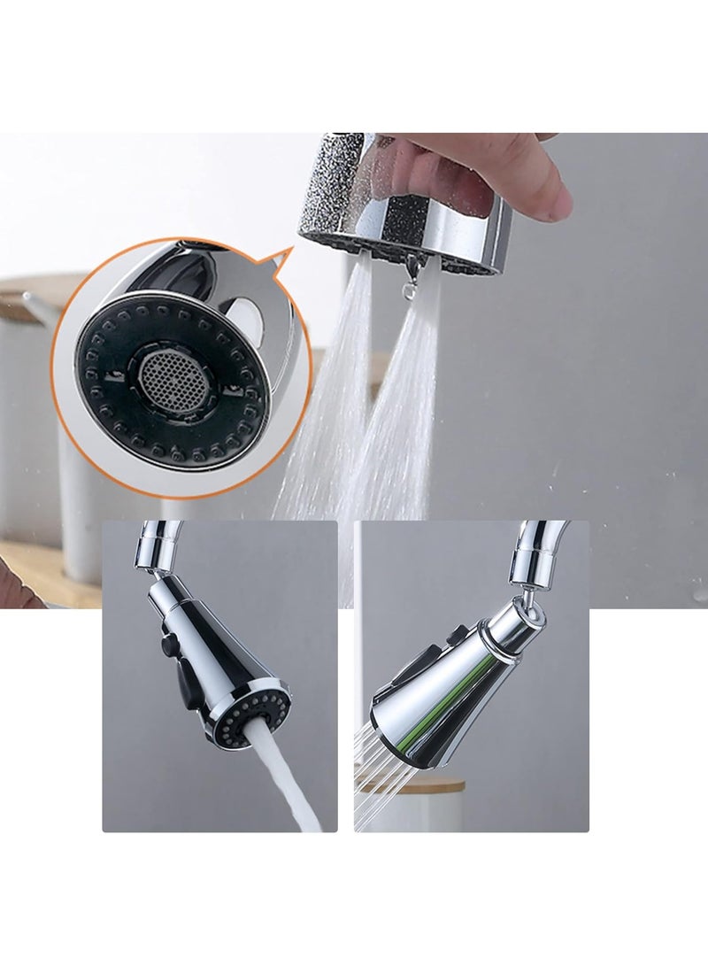 كاست ويف مهوية صنبور دوارة 360 درجة مع 3 أوضاع لإخراج المياه - موفرة للمياه، مقاومة للرذاذ، ملحق رأس رش للمطبخ والحمام، موسع صنبور عالمي للحنفيات مقاس 22-24 مم - Image 2