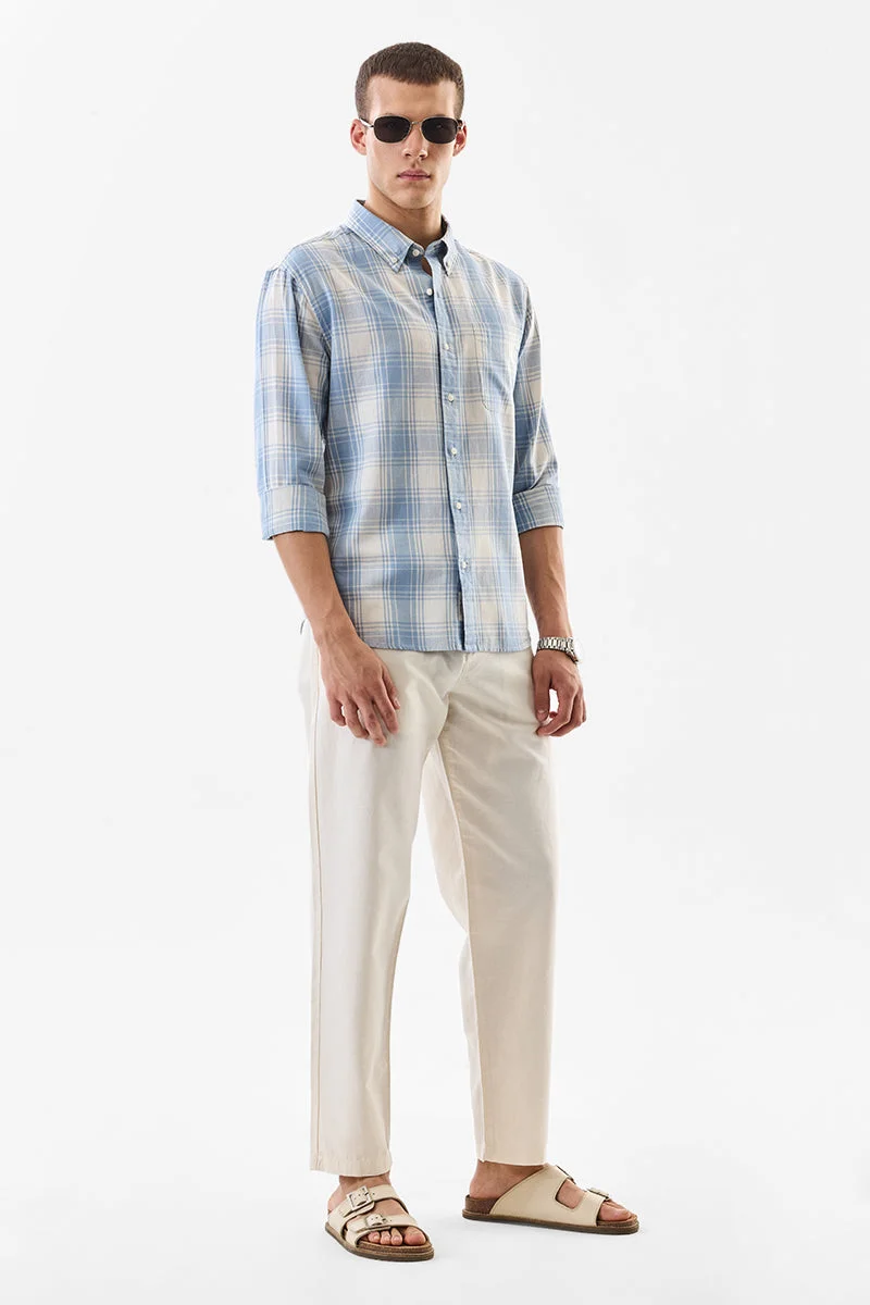 SNITCH Regular Fit Linen Blend Checks Shirt