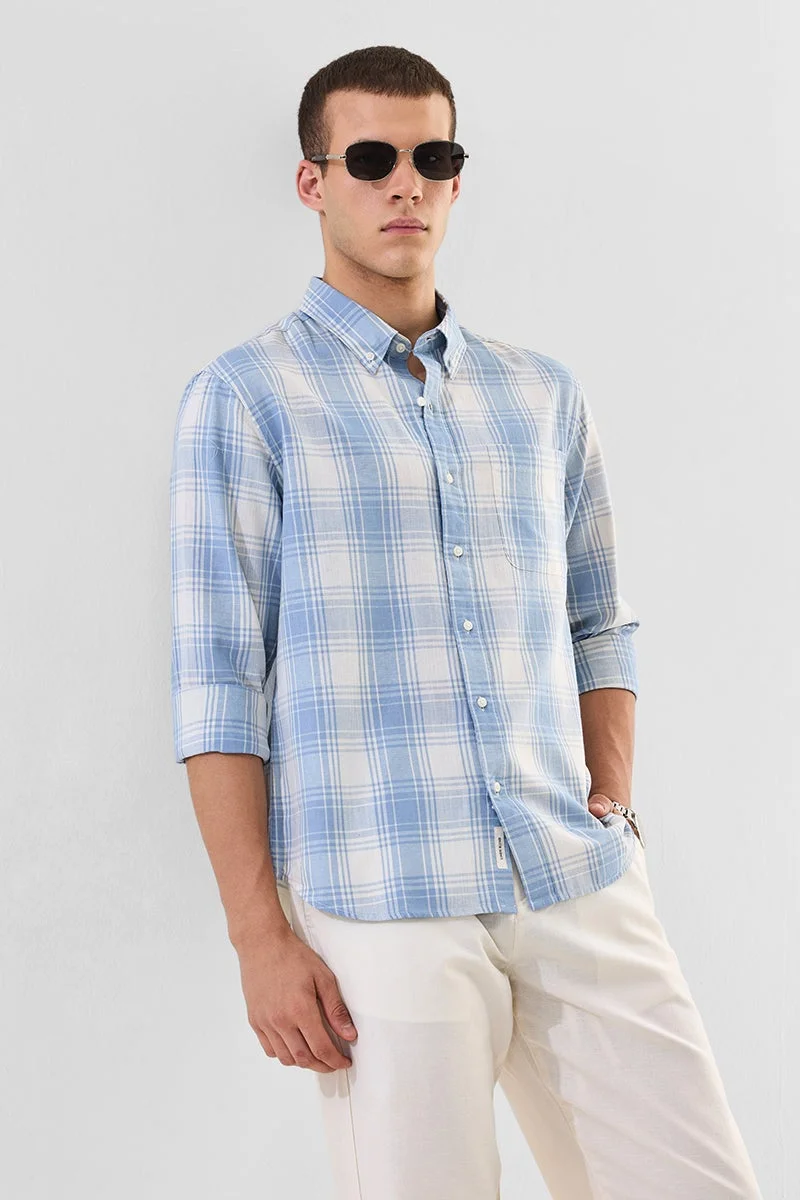 سنيتش قميص كاروهات بقصة عادية من مزيج الكتان