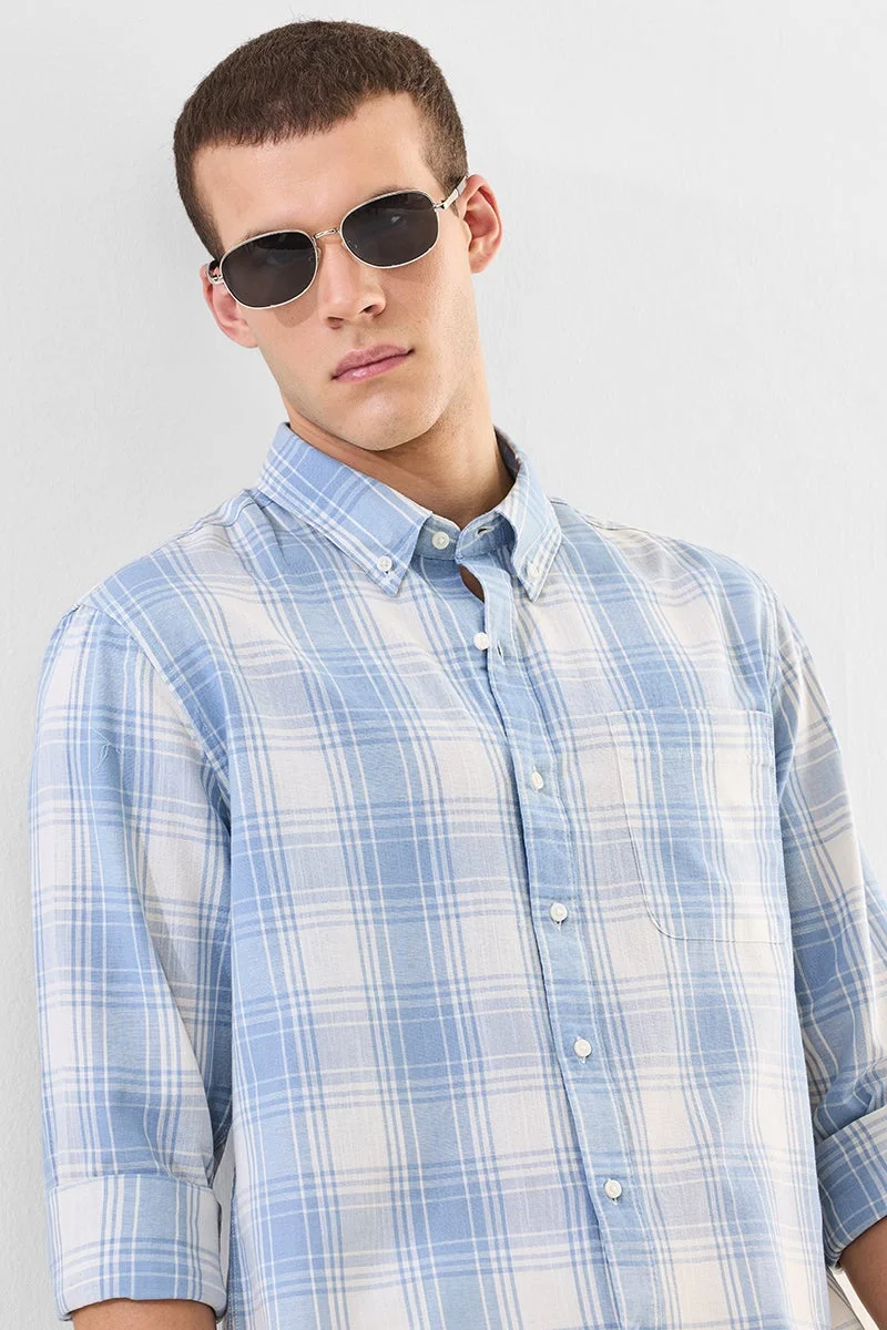 سنيتش قميص كاروهات بقصة عادية من مزيج الكتان