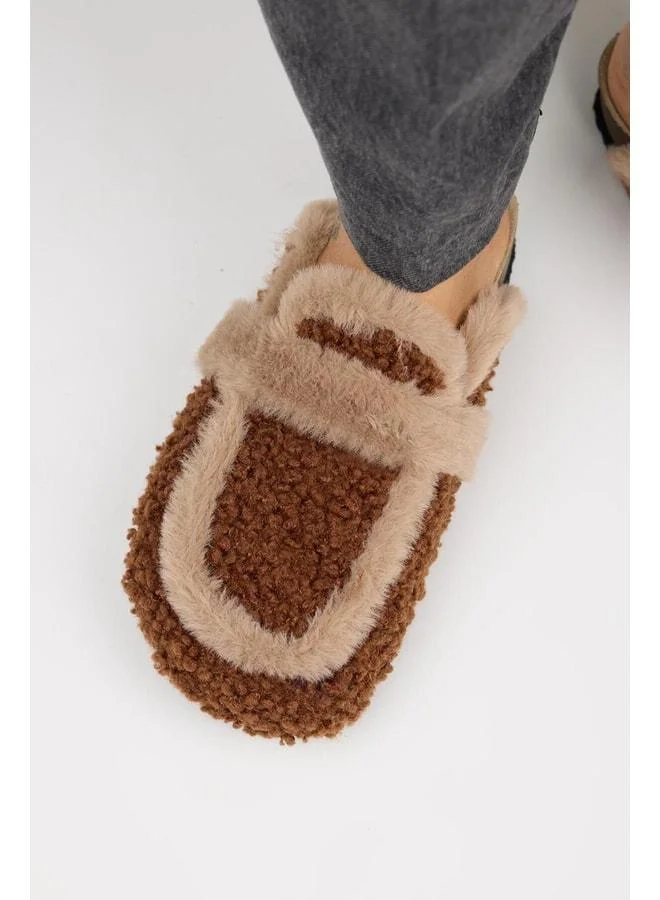 Pelini Women's Teddy Flat Slipper Coffee.