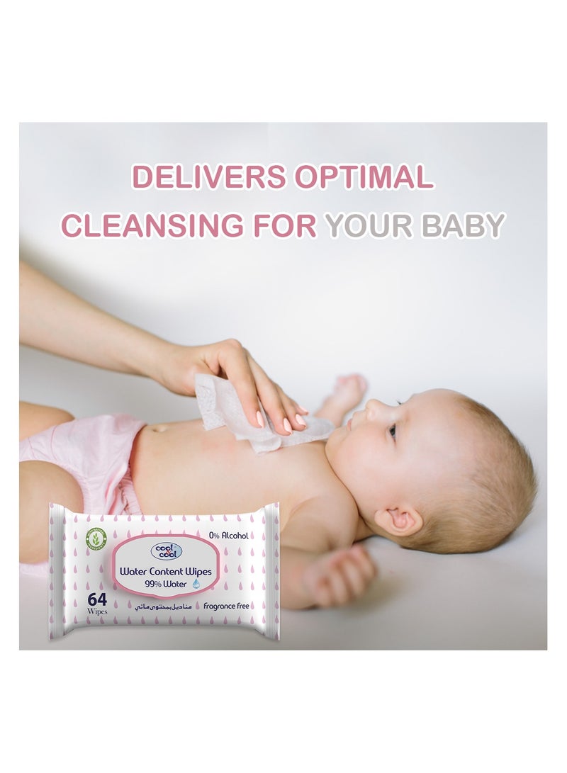 Cool & Cool Cool & Cool Baby Water Content Wipes 64's  Ultra Sensitive, Fragrance-Free - Image 3