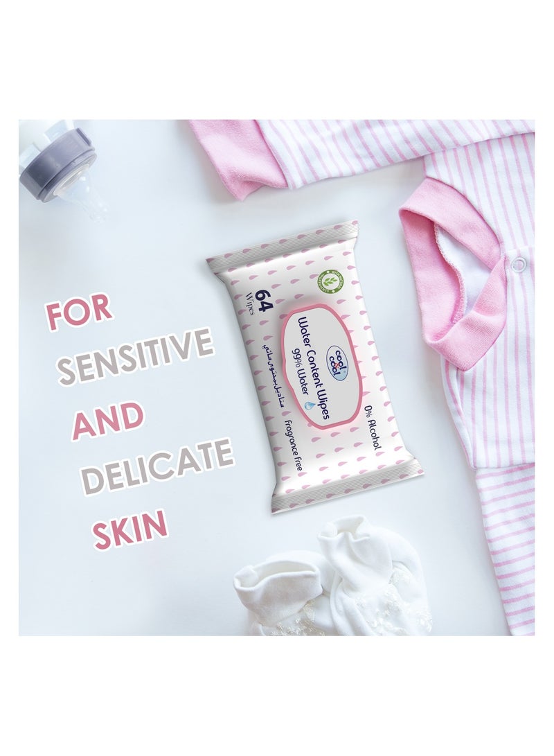 Cool & Cool Cool & Cool Baby Water Content Wipes 64's  Ultra Sensitive, Fragrance-Free - Image 4
