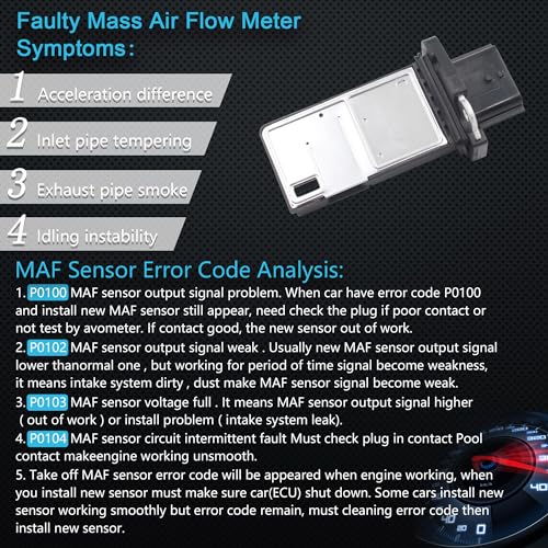 Yezoauto Mass Air Flow Sensor Maf Meter for Nissan Altima 04-14 / Armada 05-15 / Pathfinder 05-14 & Infiniti EX35 08-12 / Q45 05-06 & Suzuki Equator 09-12 & More Replace OE 22680-7S00A 22680-7S000 - Image 2
