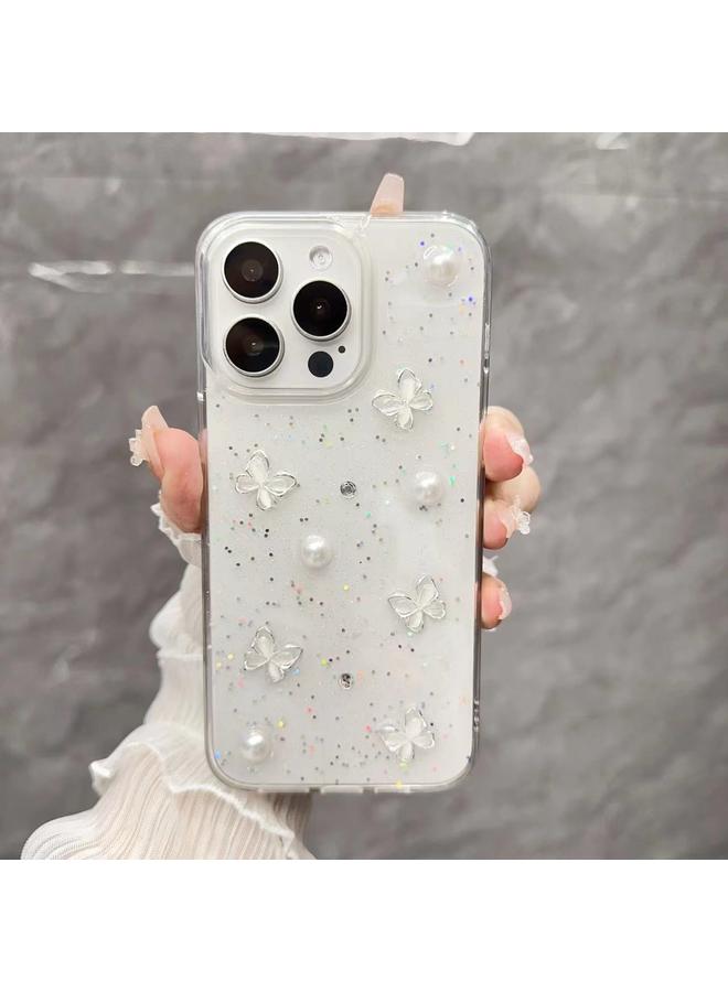 S-TOP Case For iPhone 13 Pro Glitter Pearl Butterfly TPU Phone Case - Image 2