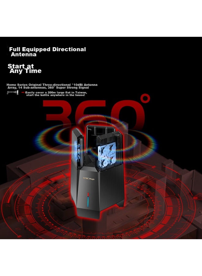 H3c Xinhua San Nx15000 10g Wifi6 Router, 15000m Wireless Speed, Intelligent 5g Dual-band, 14 Signal Amplifiers, 2.5g Network Port, Black Myth E-sports Router - Image 2