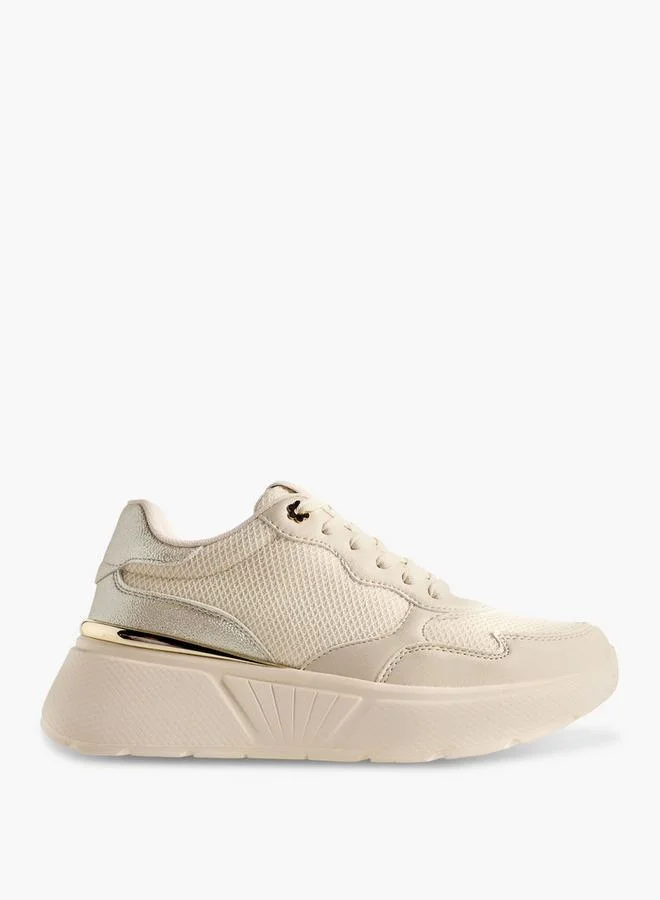 Missy BEIGE Women Lace-Up Ankle Sneakers for Women | Best Price UAE