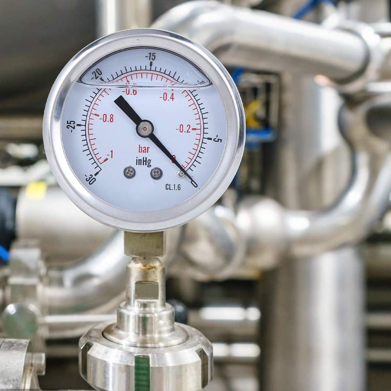 Stainless Steel Liquid Filled Vacuum Pressure Gauge 0bar 1 4BSP Y60 Axial Oil Injection - Image 4