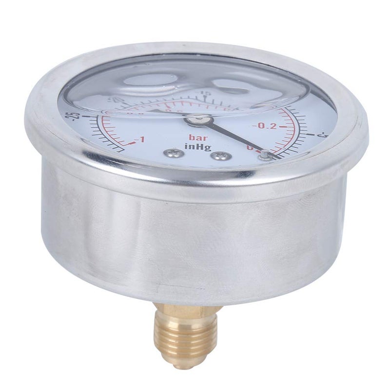 Stainless Steel Liquid Filled Vacuum Pressure Gauge 0bar 1 4BSP Y60 Axial Oil Injection - Image 5