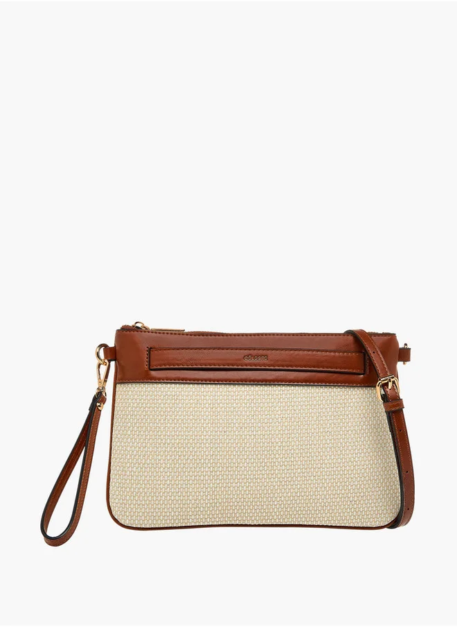 Celeste Women's Textured Clutch with Detachable Strap and Zip Closure