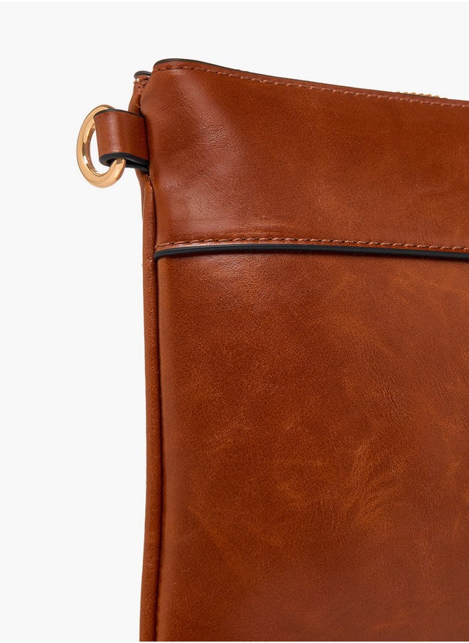 Celeste Women's Textured Clutch with Detachable Strap and Zip Closure  - Image 5