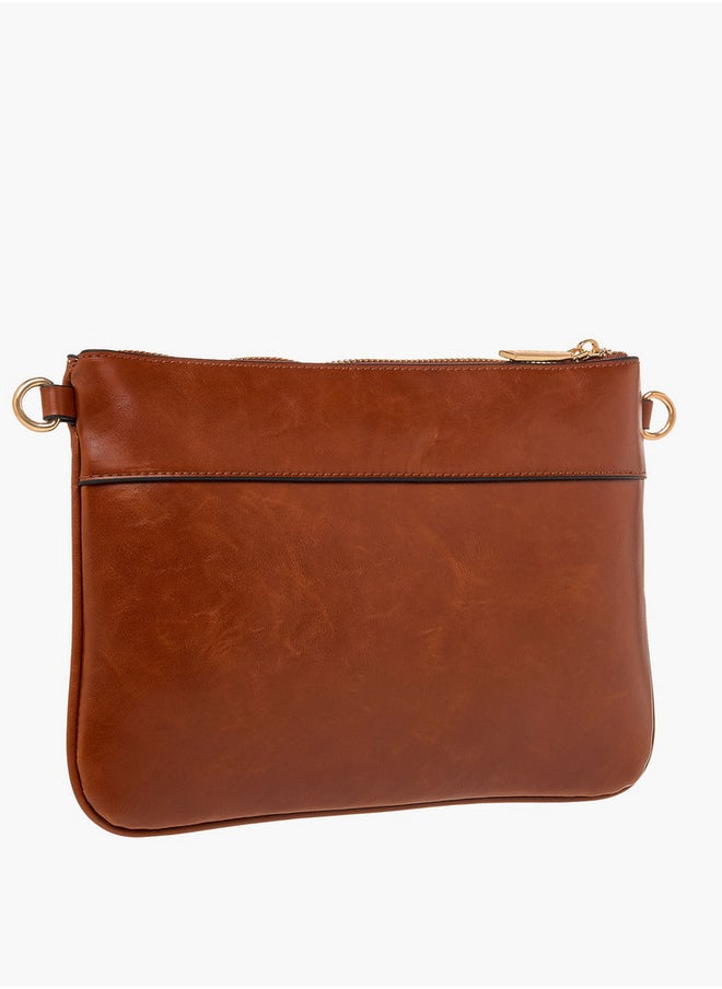 Celeste Women's Textured Clutch with Detachable Strap and Zip Closure  - Image 3