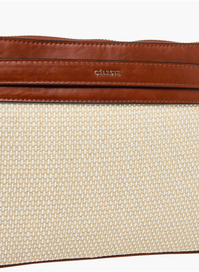 Celeste Women's Textured Clutch with Detachable Strap and Zip Closure  - Image 4