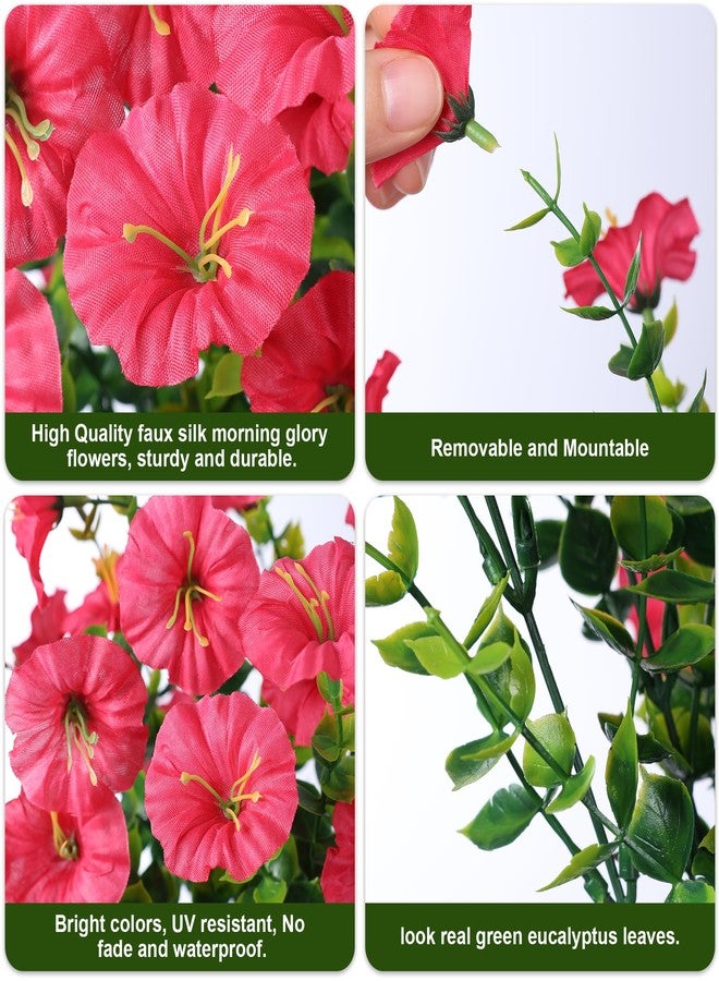 HyeFlora Artificial Flowers for Outdoors Spring Decoration, 12 Bundles Fake Silk Outside Morning Glory UV Resistant Look Real Faux Plants for Planter Front Door Porch Patio Gardens Balcony, Hot-Pink - Image 5
