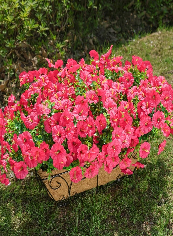 HyeFlora Artificial Flowers for Outdoors Spring Decoration, 12 Bundles Fake Silk Outside Morning Glory UV Resistant Look Real Faux Plants for Planter Front Door Porch Patio Gardens Balcony, Hot-Pink - Image 3