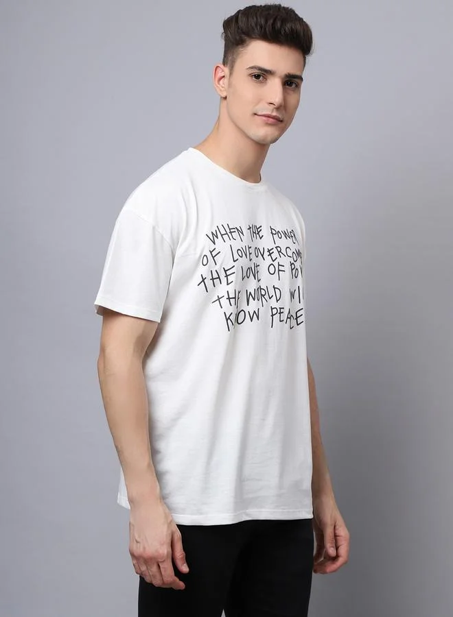 Styli Men Off White Graphic Print Oversized T-Shirt By Door74