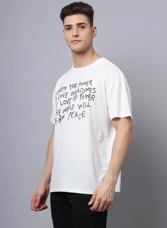 Styli Men Off White Graphic Print Oversized T-Shirt By Door74