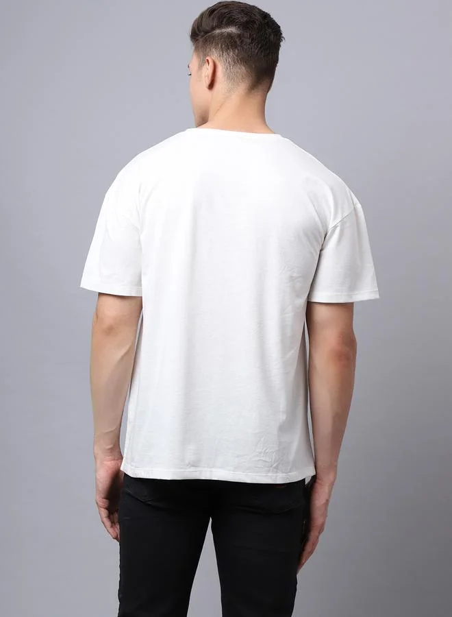 Styli Men Off White Graphic Print Oversized T-Shirt By Door74