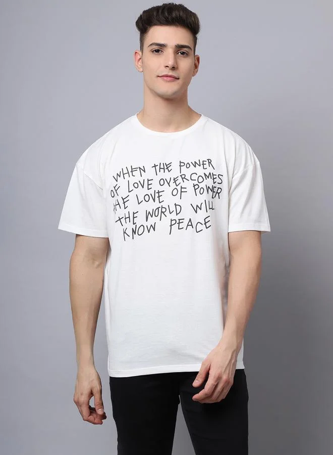 Styli Men Off White Graphic Print Oversized T-Shirt By Door74
