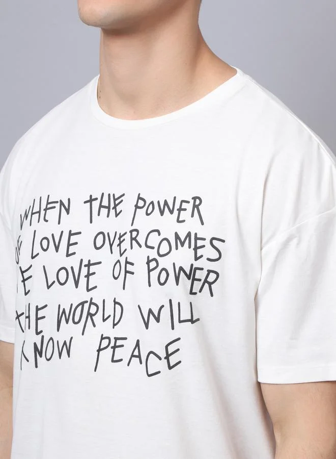 Styli Men Off White Graphic Print Oversized T-Shirt By Door74