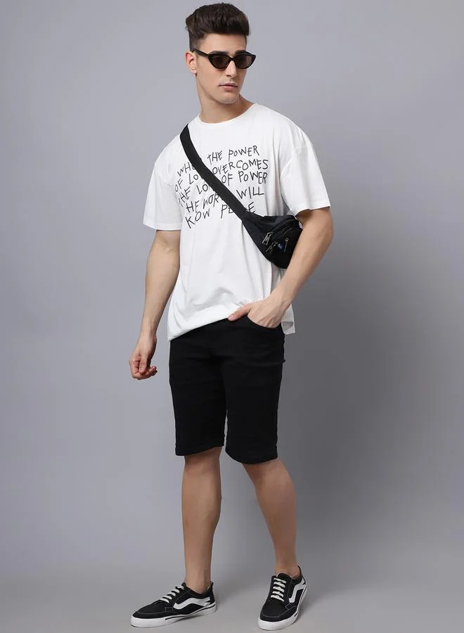 Styli Men Off White Graphic Print Oversized T-Shirt By Door74