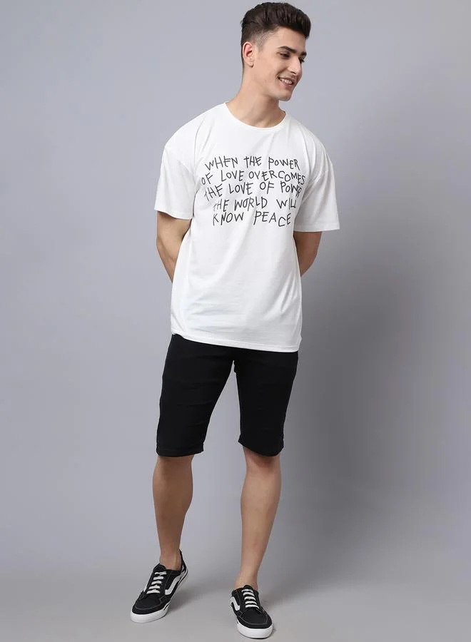 Styli Men Off White Graphic Print Oversized T-Shirt By Door74