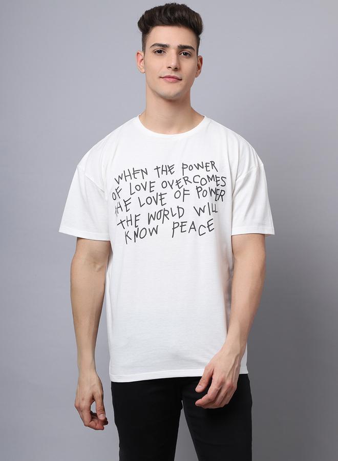Take Two Men Off White Graphic Print Oversized T-Shirt - Image 1